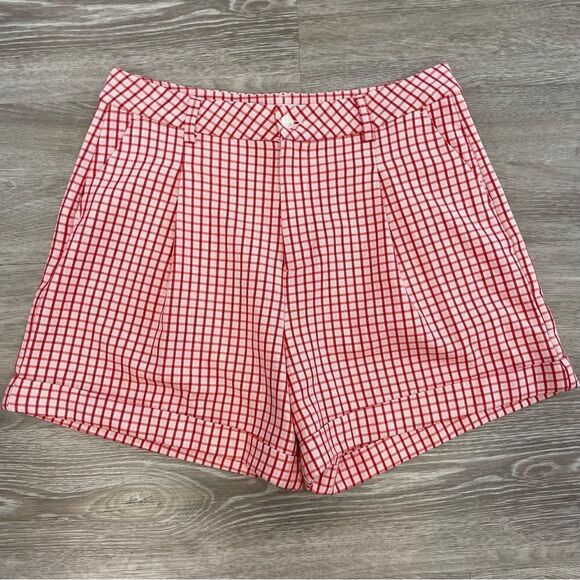 Twik Plaid Red And Whit High Waist Bermuda Retro shorts M - Picture 2 of 10